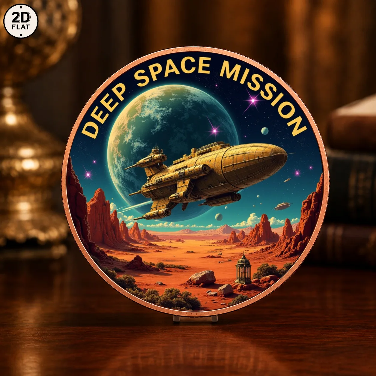 1pc 1oz .999 Fine Copper Deep Space Mission Challenge Coin Spaceship Alien Planet Commemorative Medal Gift for Astronomy Lovers