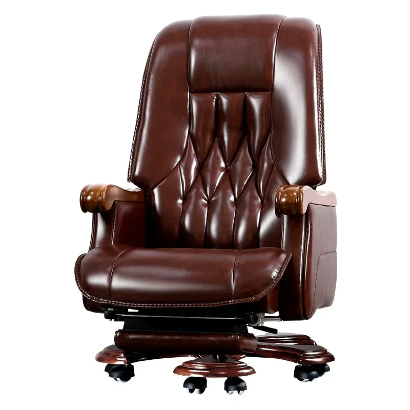 Business boss, solid wood office, cowhide massage office , swivel , reclining computer chair