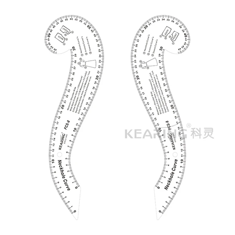 Kearing-French Curve Set with Fashion Template Clothing Design Hip Curve Neckhole Armhole Curve for Tailor Sewing 8 Pcs