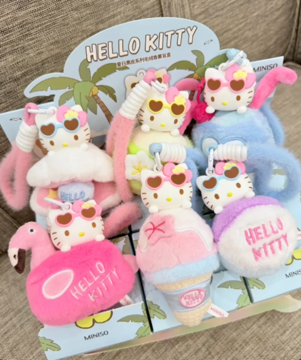 ハローキティ夏黒肌シリーズブラインドボックス太陽に敏感な色が変わるアロマチャームペンダント収集可能な漫画アニメ人形 K