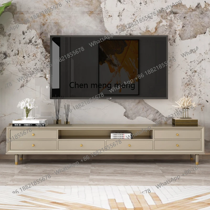

American light luxury solid wood TV cabinet coffee table combination small apartment living room TV cabinet