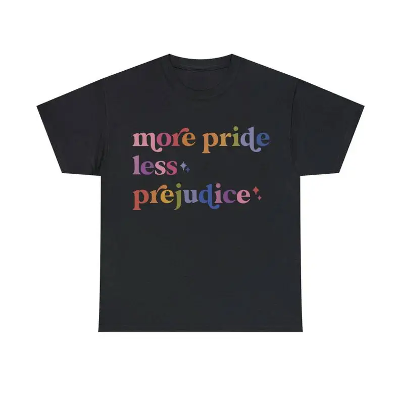 

More Pride Less Prejudice T-shirt Women Men LGBTQ+ Graphic Tee Pride Month Tops Retro Aesthetic Gifts