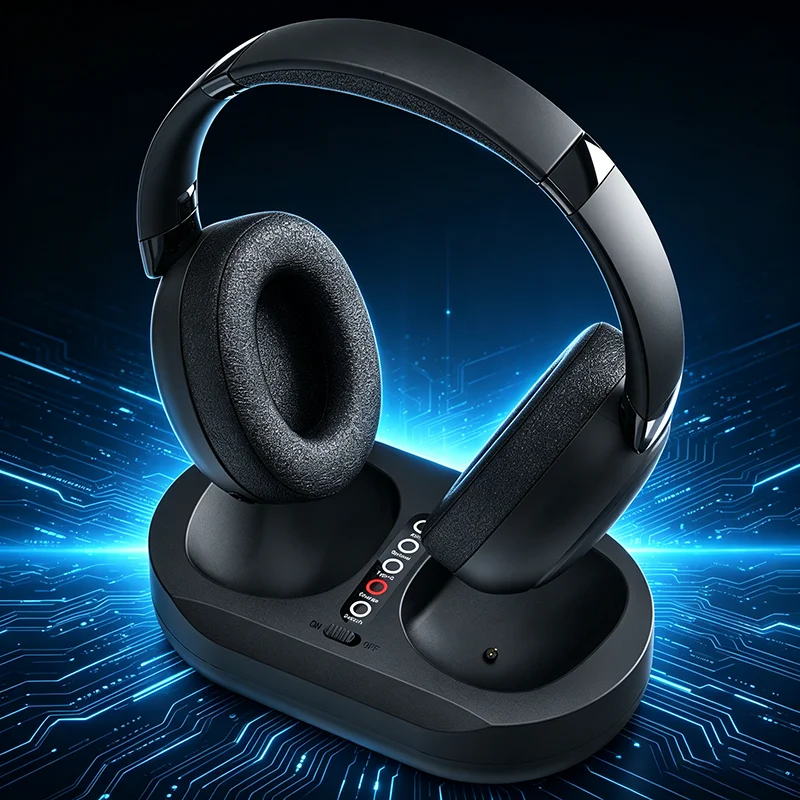 

Bluetooth 5.3 TV Headphones Wireless Over-Ear Headset with Charging Dock No Lip-Sync Delay
