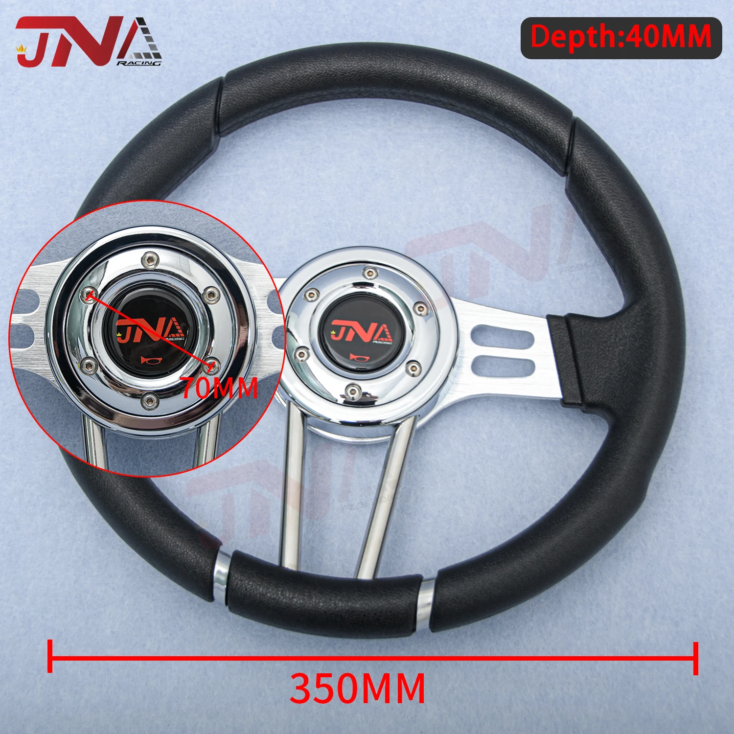 JNA Racing Sports PU Steering Wheel Aluminum Spoke 345MM Universal Game Steer Wheel