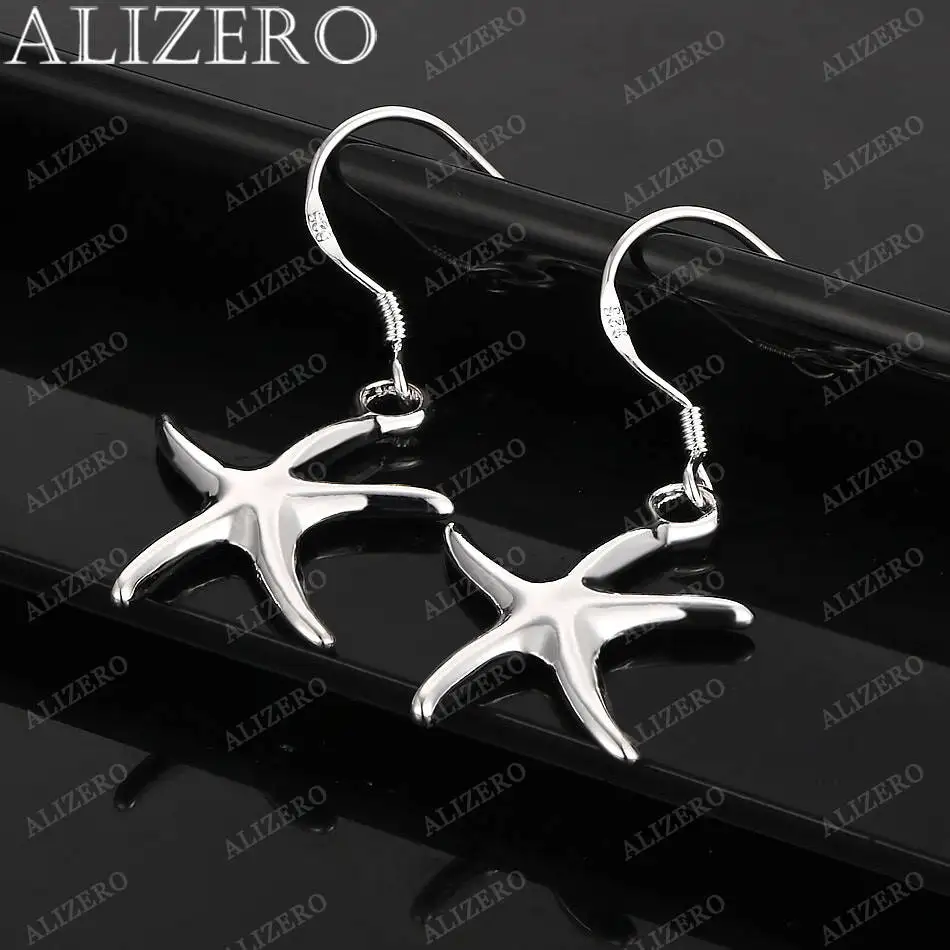 

Hot 925 Sterling Silver Starfish Drape Earrings For Women Drop Earring Fashion Wedding Party Charms Jewelry Accessories
