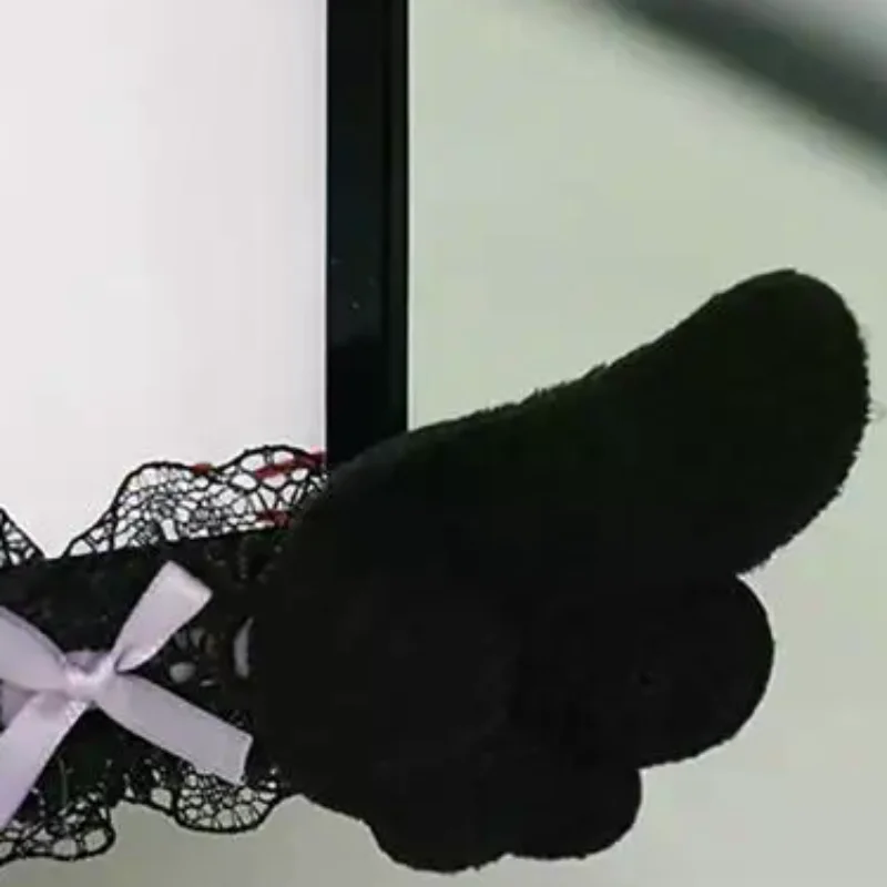 New Screen Decor Color Lace Monitor Trim With Plush Angel Wings Sweet Aesthetic Computer Decor For Home Office Gaming Desk