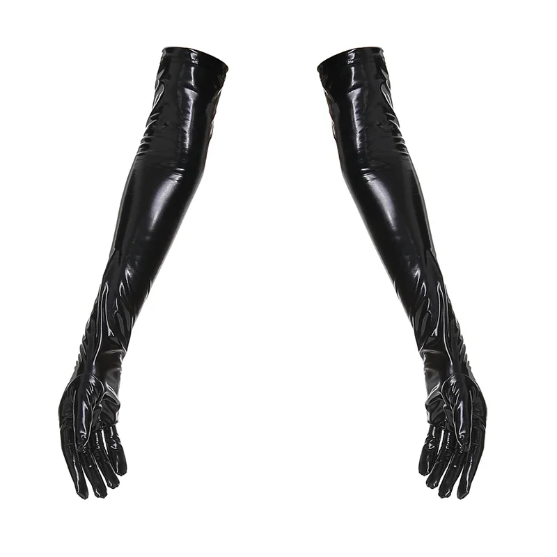 

Sexy Women Gloves PVC Faux Leather Long Gloves Punk Latex Mitten Clubwear Party Cosplay Goth Stage Costume Accessories Black Red