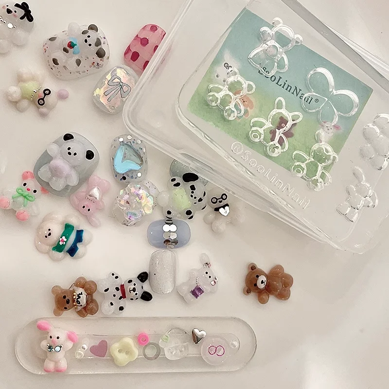 1pc Dolphin Wing Button Balloon Bear Shell  Rose 3D Acrylic Nail Mold Nail  Decorations DIY Silicone Nail Stamping Plates Nail