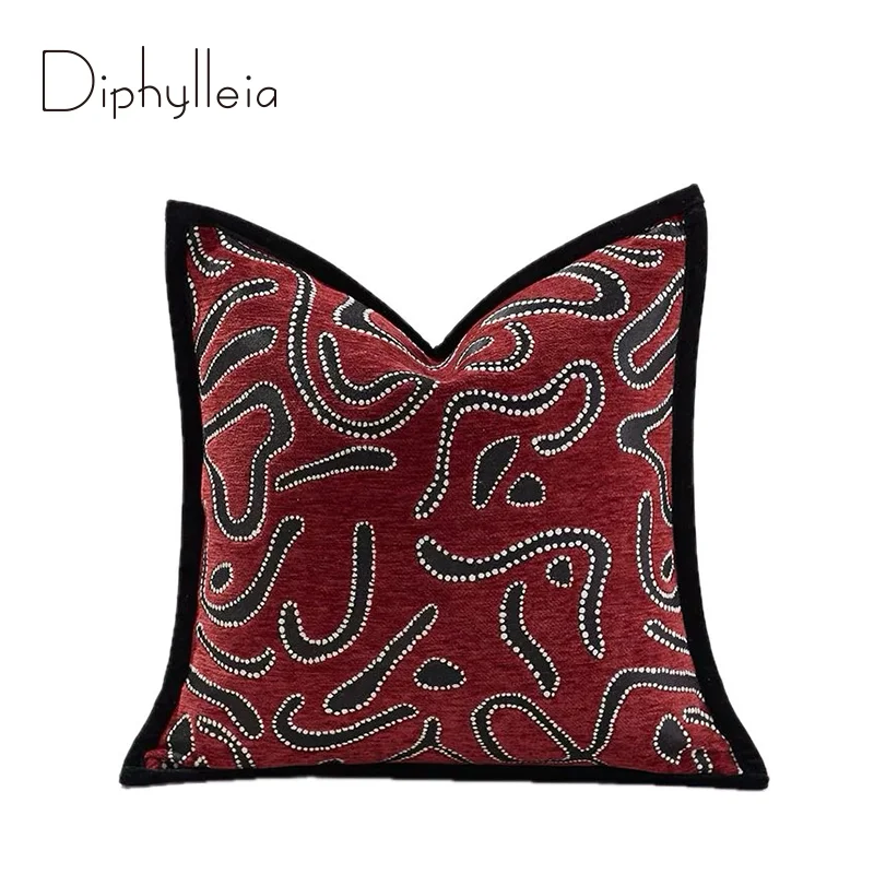 Diphylleia Unique And Prodigious Designer Cushion Cover Italian Burgundy Geometry Pillowcase Modern Hippie Boho Style Home Decor