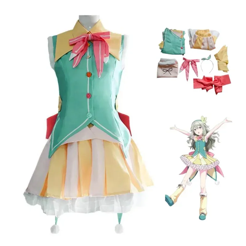 أنيمي مشروع Sekai الملونة المرحلة Kusanagi Nene تأثيري الأميرة تنورة شعر مستعار هالوين عيد الميلاد ملابس الحفلات للنساء زي #1