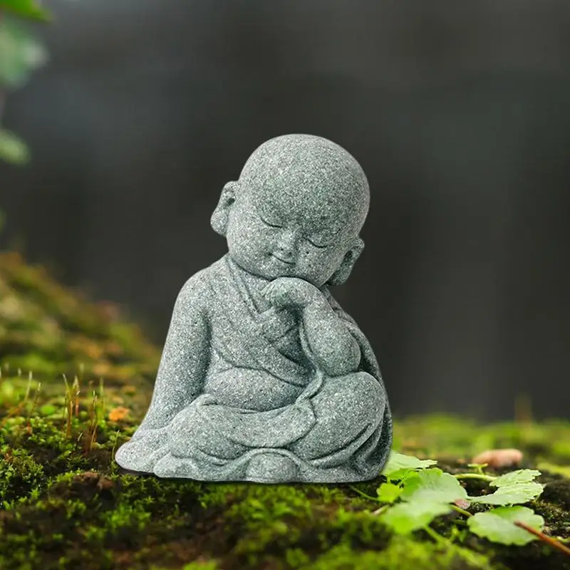 Estatuilla de piedra de Buda para pequeños monjes budista, estatua de Buda, budismo tibetano, monje Zen, adorno de jardín, meditación, decoración