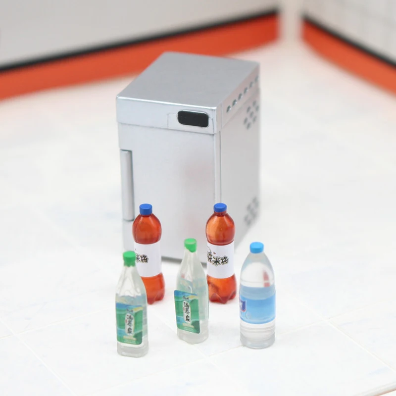 1/12 Poppenhuis Koelkast Met Drankfles Poppenhuis Miniatuur Keuken Decor Poppen Huis Scene Accessoires