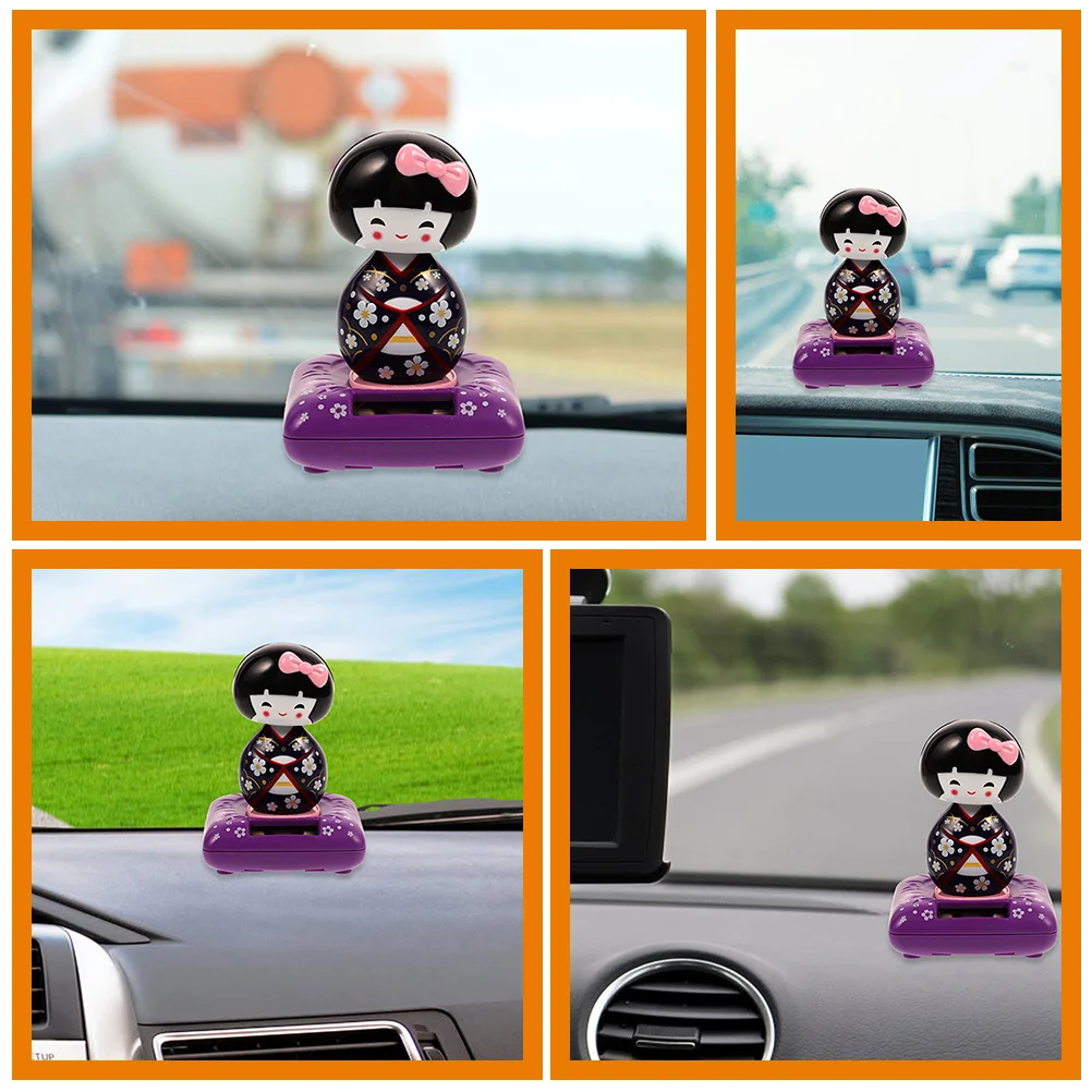 

2 Pcs Shaking Head Kimono Figurines Car Accessories Ornaments Dancing Baby