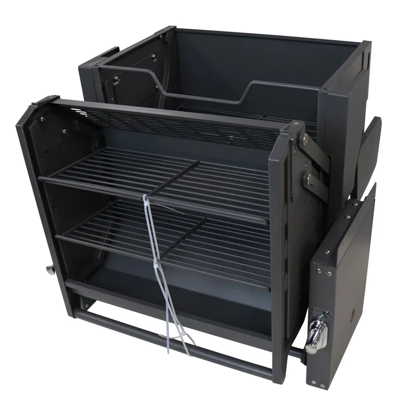 Aceitar armário superior de geladeira de cozinha de armazenamento duplo personalizado, cesta de elevação e puxar, armário de rack de armazenamento pull-down