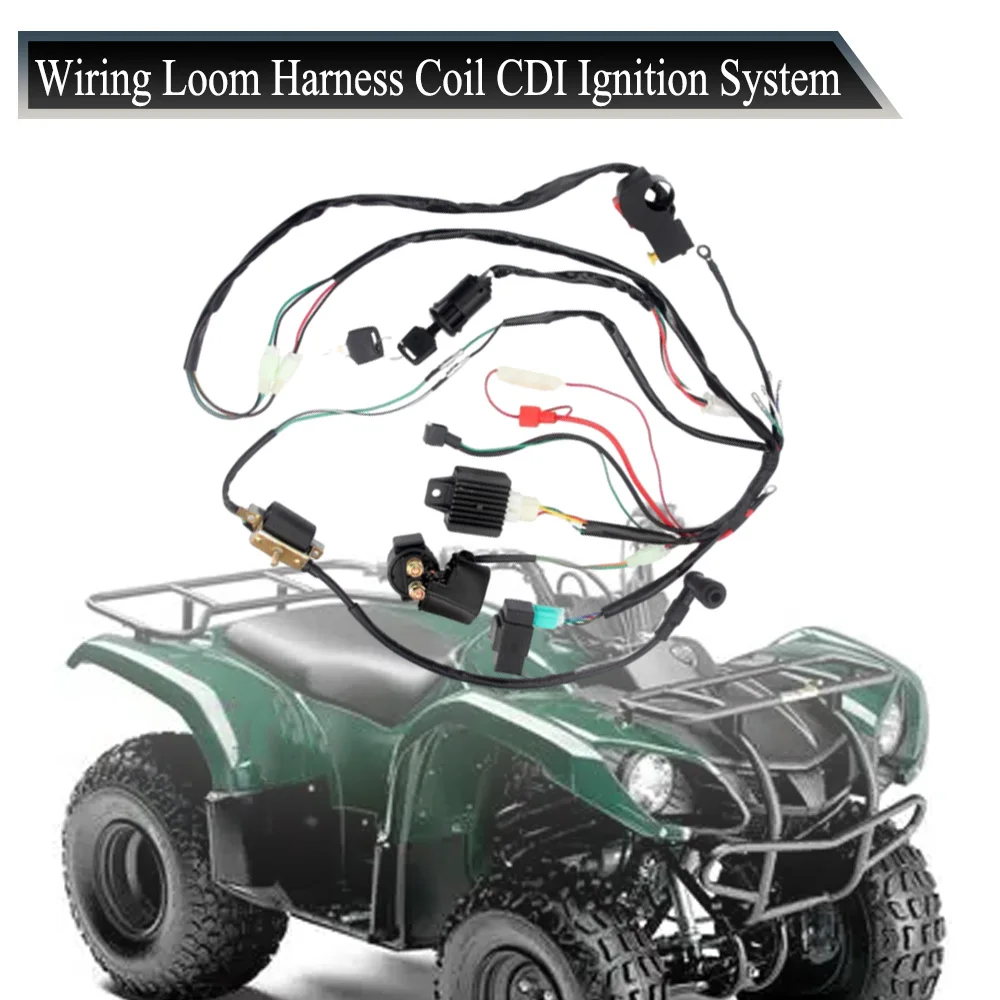 

Wiring Harness Wire Loom CDI Ignition Coil Kit for 50cc 70cc 90cc 110cc ATV Electric Quad