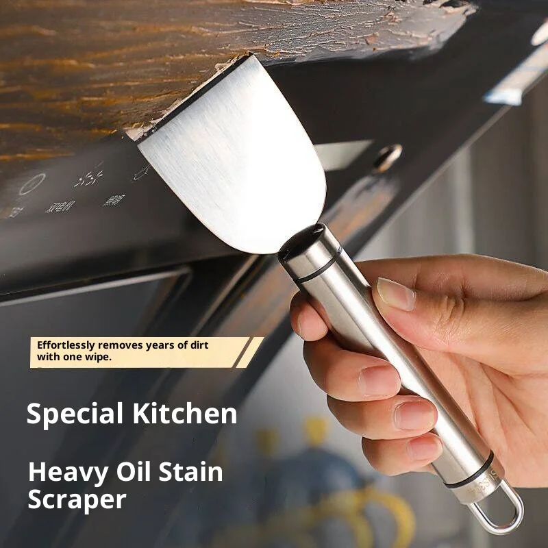 Kitchen Cleaning Scraper Stainless Steel Grease Remover Tool for Pot Bottom Stove Heavy Dirt Stain Cleaner Household Gadget