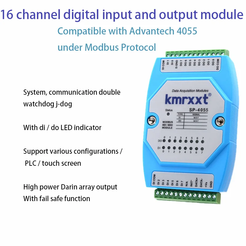 Digital IO Acquisition Module To Rs485Modbus 16 Channel Switch Input And Output Isolation DAM4055