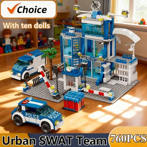 New 758pcs City Fire Station Building Blocks Sets Fire Truck Helicopter Firefighter Rescue Bricks Kids Educational DIY Toys Gift