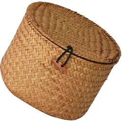 Storage Box Lid Decorative Baskets Fruit Tray Straw Seaweed Small Woven Bride Wicker Organizer