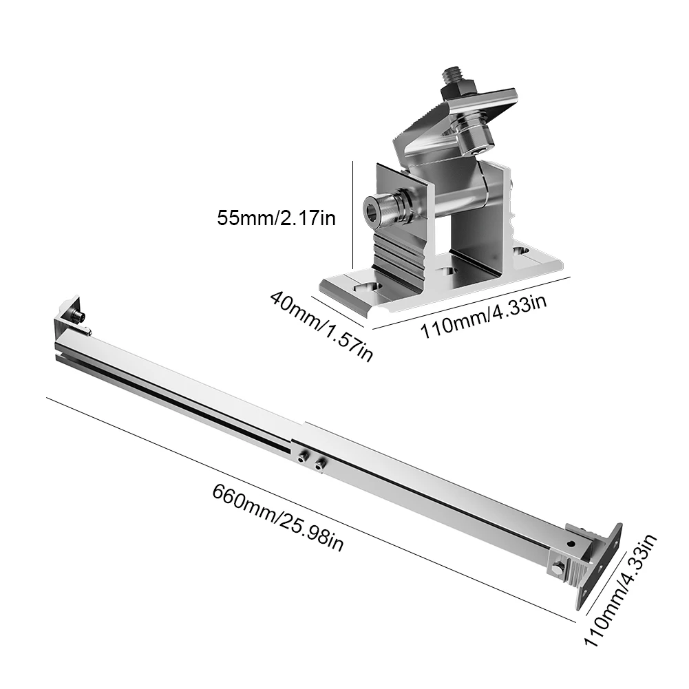 Zonnepaneel kantelbeugel Aluminium zonnepaneel Mount Ondersteuning 15-30 graden verstelbare platte dakmontagehouder