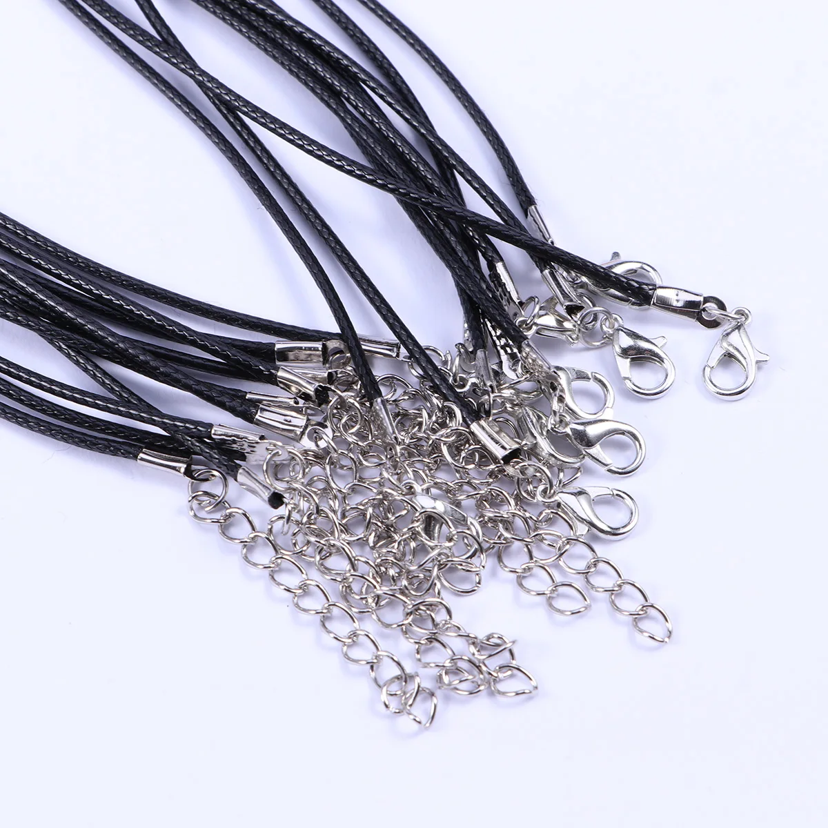 

10pcs Black 1.5mm 60cm Imitation Necklace Cords Wax Coated Rope Pendant Bracelet Jewelry Lobster Clasp Extension