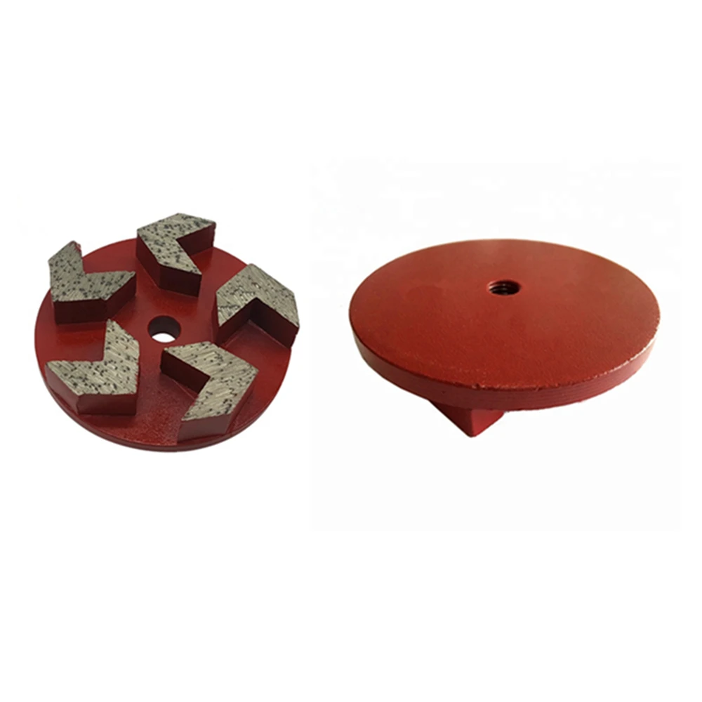 GD37 Five Arrow Segments Concrete Grinding Plates 4 Inch Thread Holes Diamond Plug Medium Bond Abrasive Floor Tooling 9PCS