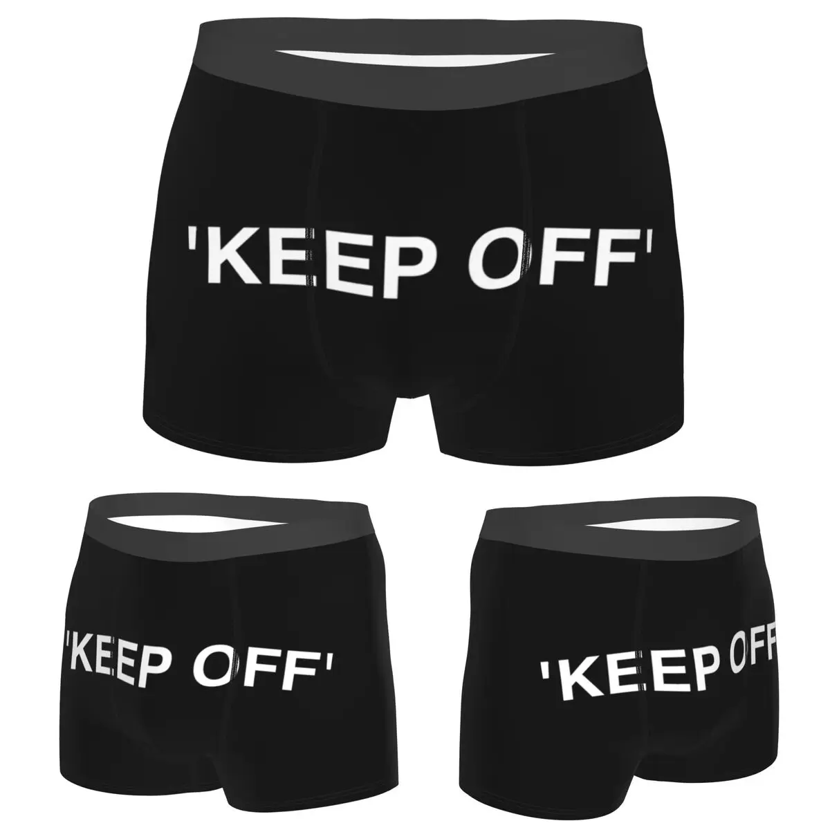 

Boxer Underpants Shorts "KEEP OFF" LOGO - WHITE Panties Men's Comfortable Underwear for Homme Man Boyfriend Gift