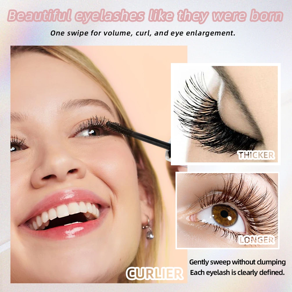 4D Silk Fiber Black Mascara Waterproof Lasting Extension Eyelashes Lengthening Curling Mascara Black Eyelash Makeup Cosmetics