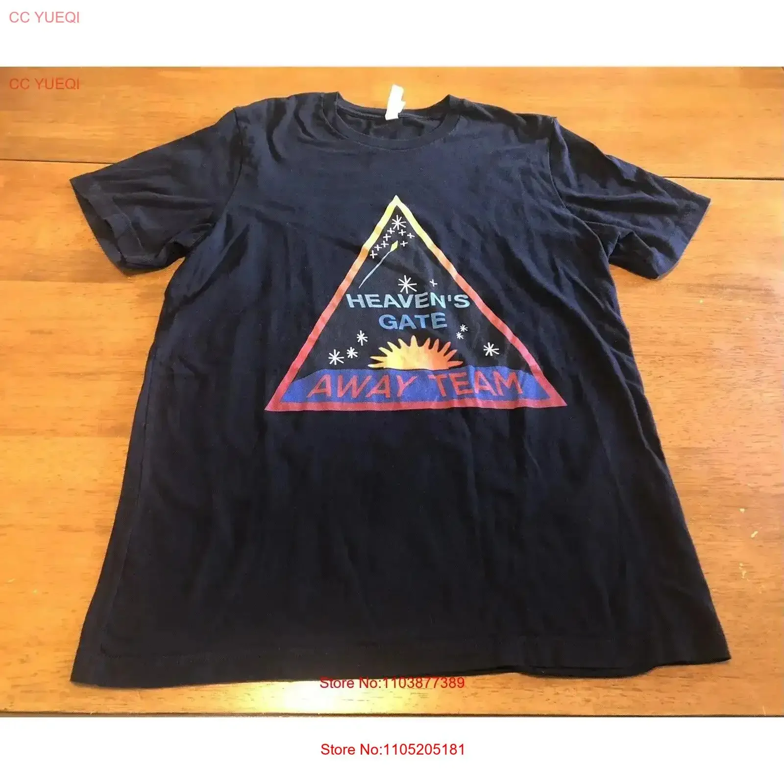 Heaven s Gate Away Team Cult Bella Soft Black T Shirt Large L NWOT vintage Washed Stylish Casual Slightly Unisex