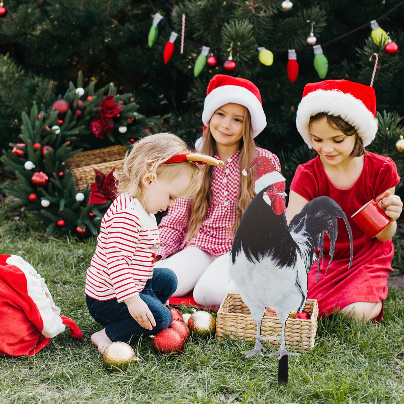 

Acrylic Three-dimensional Rooster Decoration Christmas outside Garden Chicken Stake