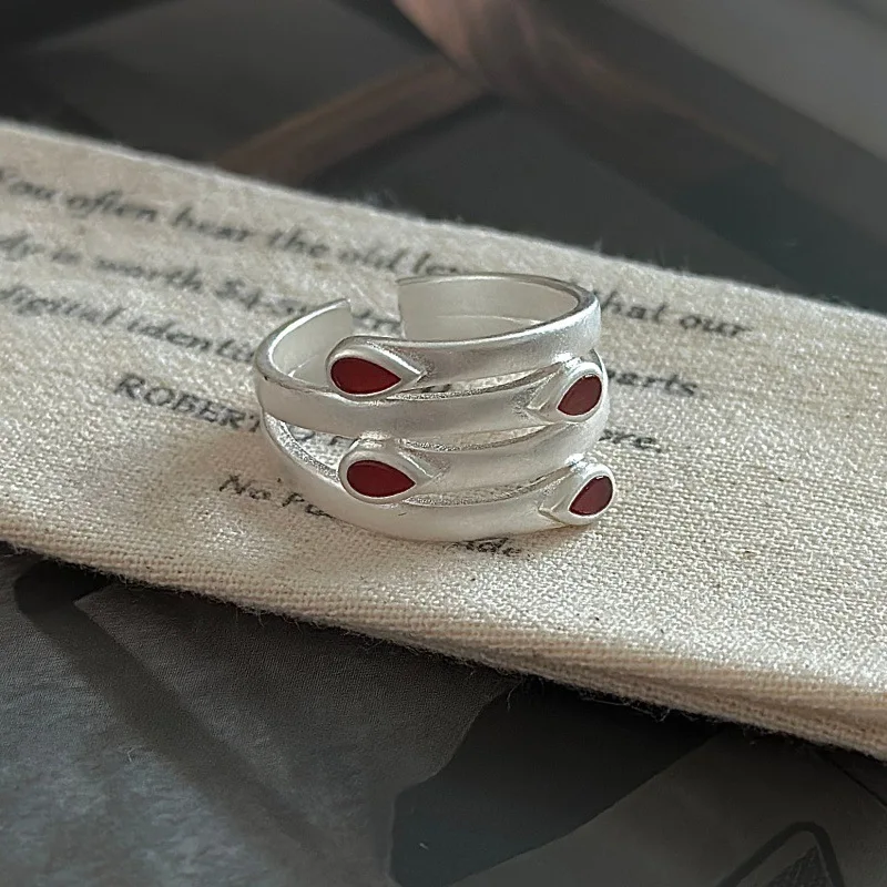 

Vintage Water Drop Agate Ring S925 Sterling Silver Minimalist Stylish Finger Ring Luxury Fine Jewelry Gift For Her
