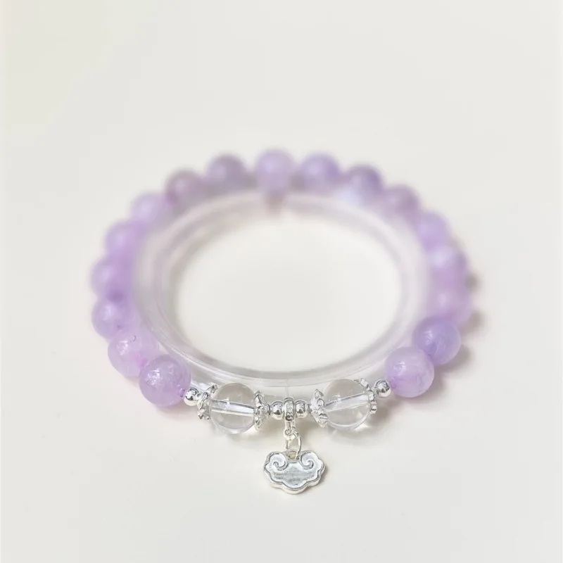

Lavender Amethyst White Ruyi 925 Silver Beaded Women Fashion Bracelet