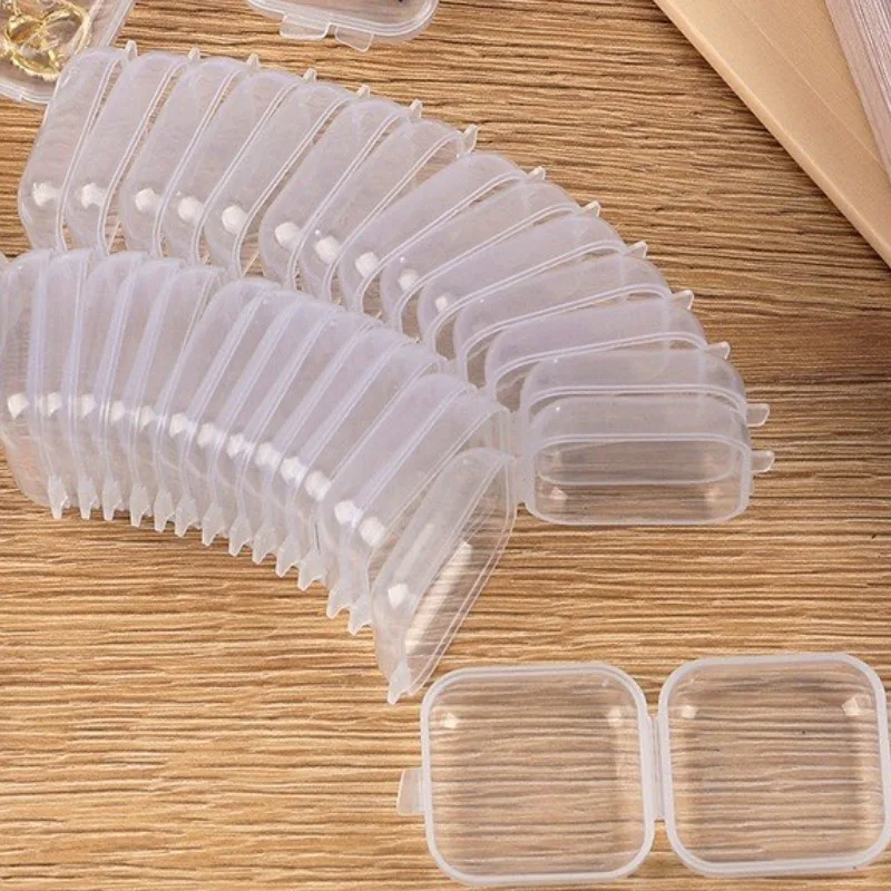 1/100pcs Mini Storage Box Transparent Square Plastic Case for Earring Ring Jewelry Packaging Portable Grocery Storage Organizer