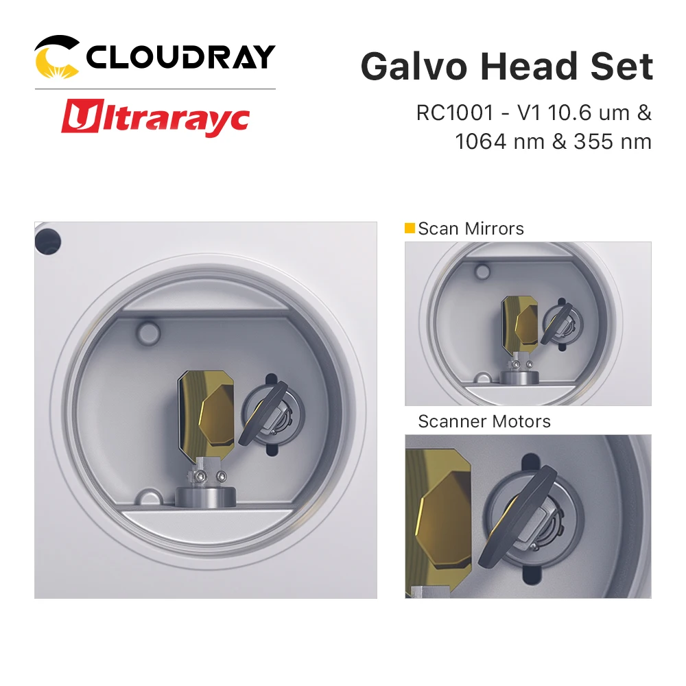 Ultrarayc RC1001 Quét Galvo Bộ Đầu 10Mm Điện Kế Máy Quét 10.6um & 1064nm & 355nm Với Nguồn Điện Cung Cấp Cho Sợi đánh Dấu