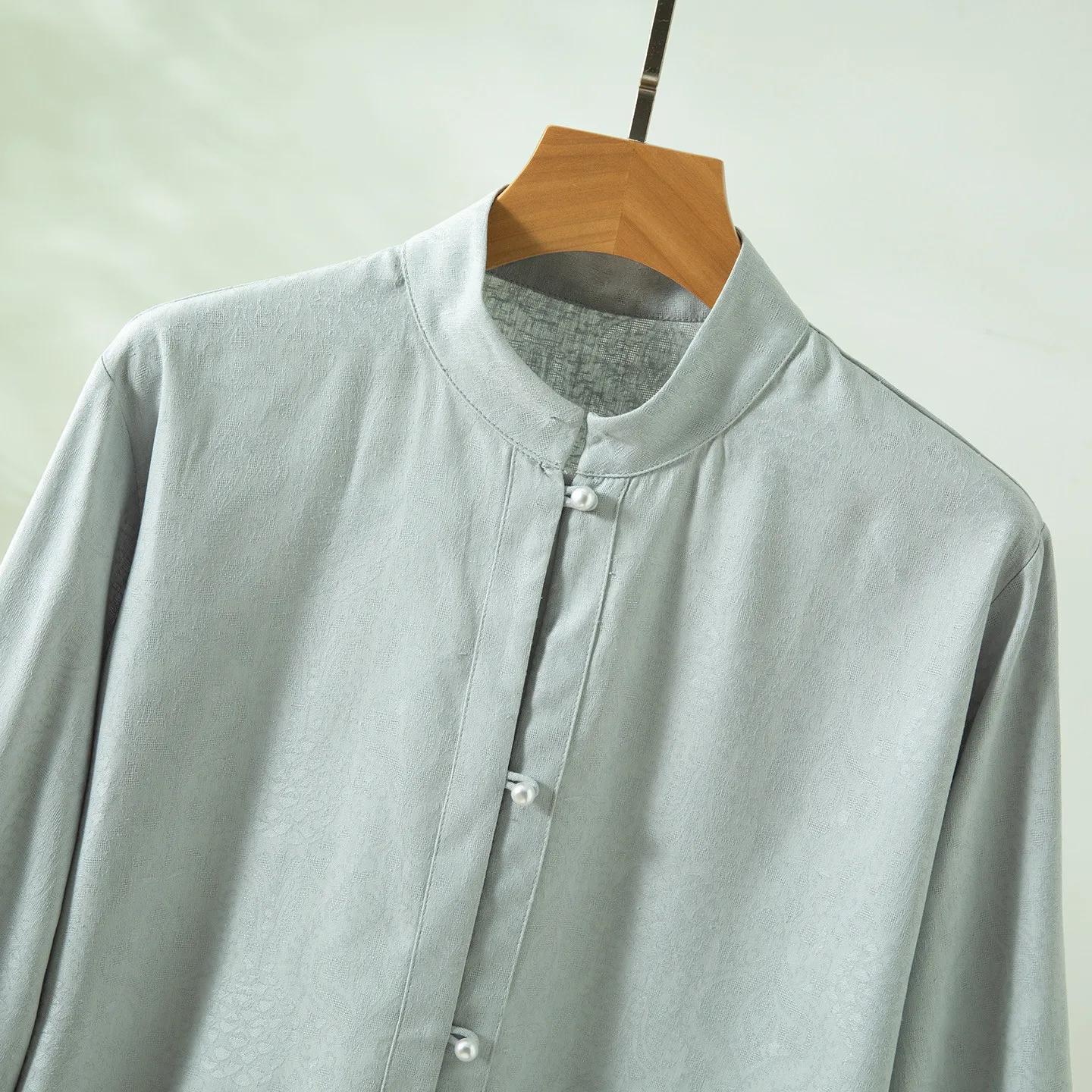 

Winsleter-100%Spun Silk Elegant Shirt, Stand Jacquard, Women Temperament Casual Breathable Loose Blouse, 2026 Summer T64403CC