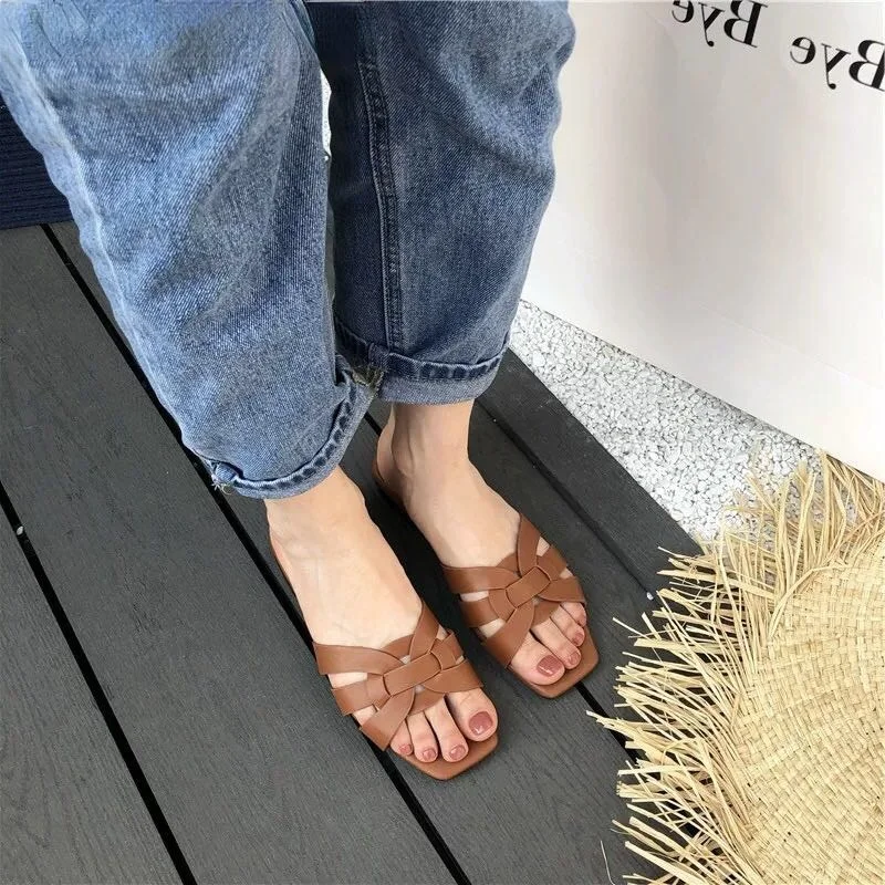 New Women Brand Slippers Summer Slides Open Toe Flat Casual Shoes Leisure Sandal Female Beach Flip Flops Big Size 41