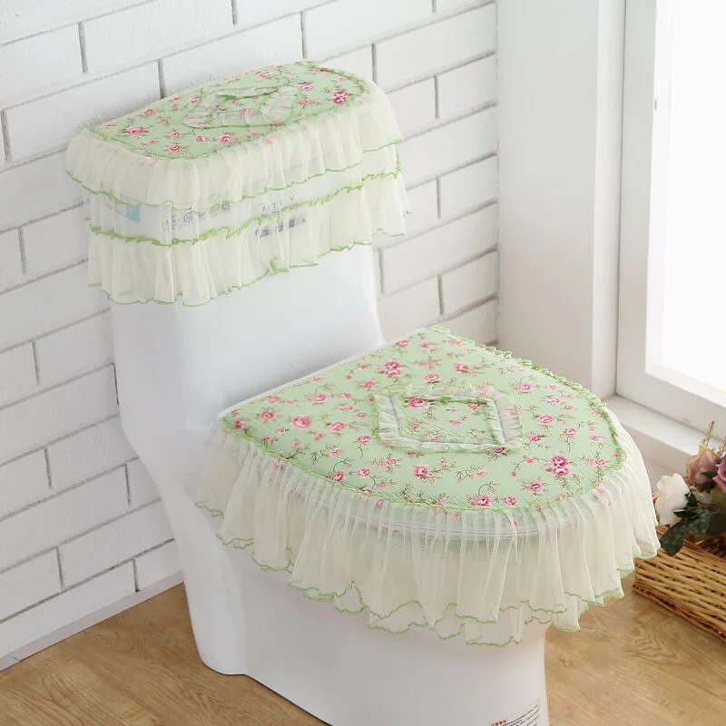 

Toilet cushion three piece set, household zipper seat cushion cover, waterproof tank cover, fully wrapped dust cover