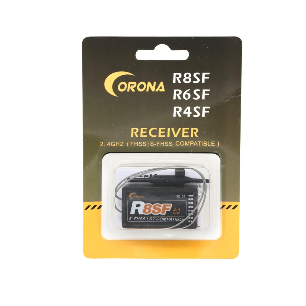 

Corona 2,4 ГГц R4SF R6SF R8SF C4SF-HV S-FHSS/FHSS Совместимый приемник для FUTABA S-FHSS T6 14SG Радиоуправляемый дрон Самолет Модель автомобиля Лодка