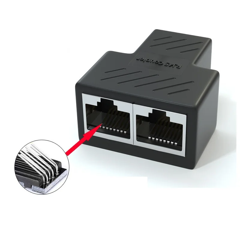 Network Rj45 Cable Port Network Cable Splitter Extender Plug Adapter Connector (8 Core) Split Into Two Splitter