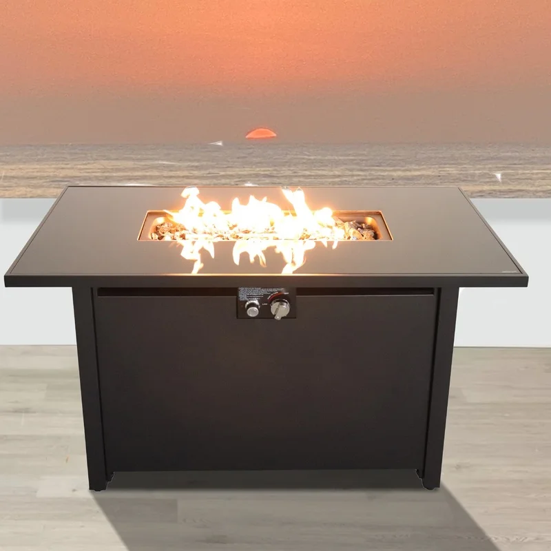 

Steel Outdoor Fire Pit Table 25" H x 42" W with Lid