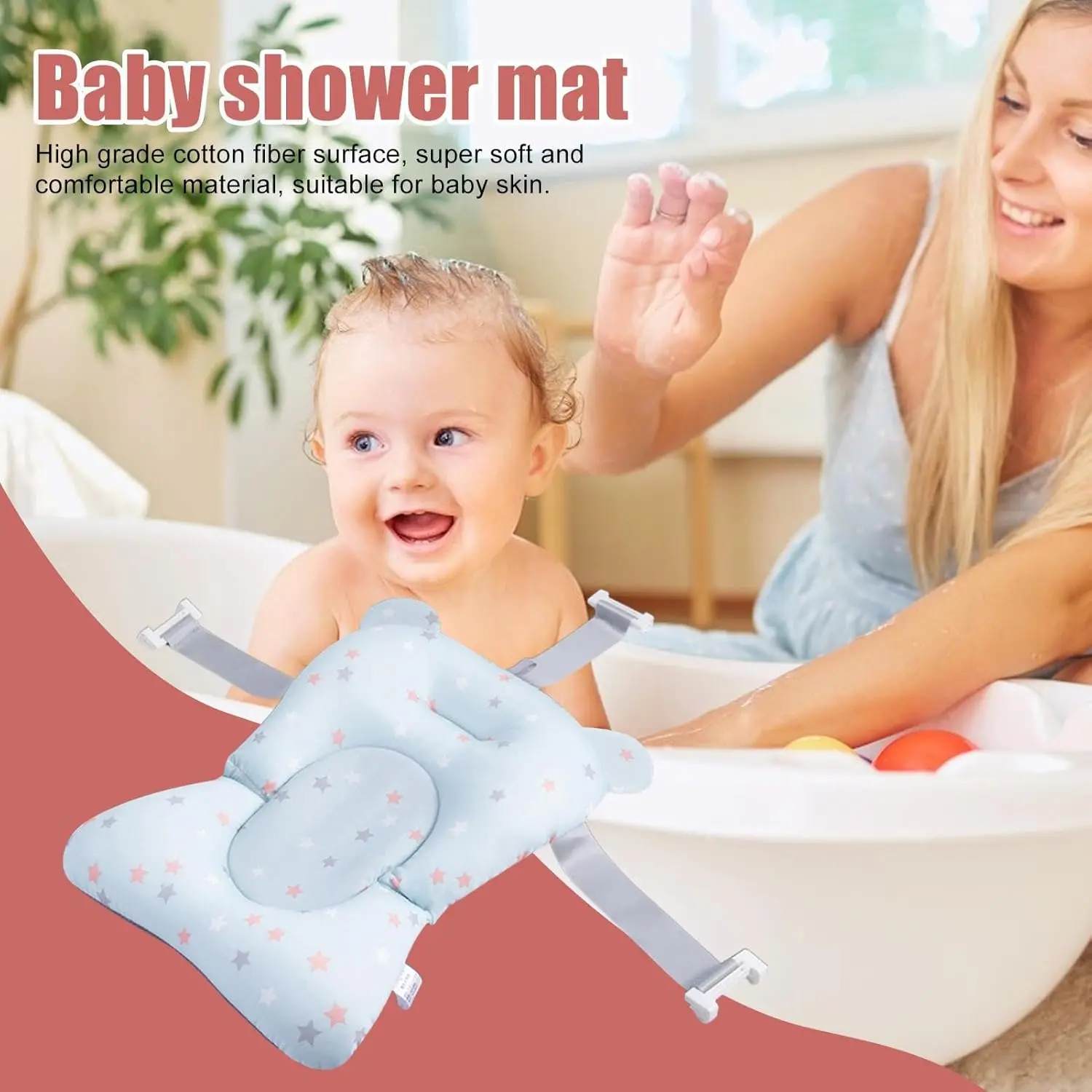 

Baby Bath Pad | Portable Travel Baby Bath Tub, Baby Tub with Soft Bath Mat, Baby Bath Seat Support Net, Quick Drying Comfortable
