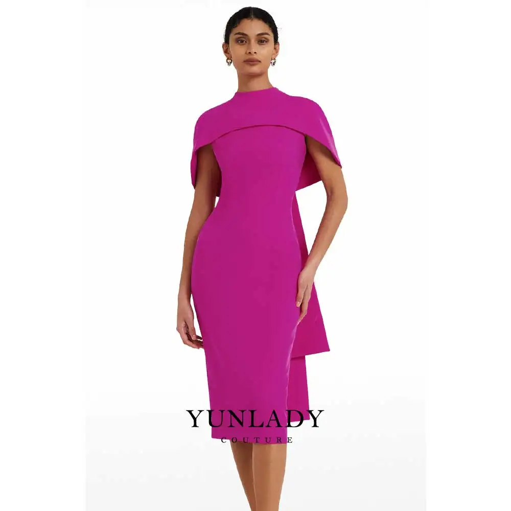 YUNLAN Gorgeous Purple Crepe Cover Up Cape Tie Up Evening Dress Arabian Prom Dress 2024 Summer Midi Mom Dress Formal Party Dress