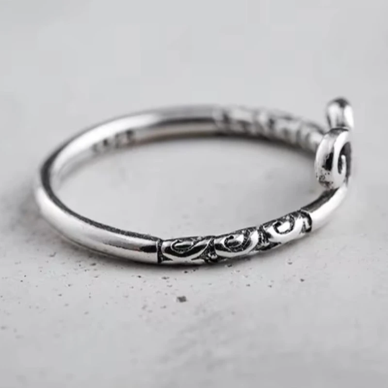 Retro Style 925 Sterling Silver hoops Open Rings For Women Vintage Jewelry Accessories  hoop curse Ring