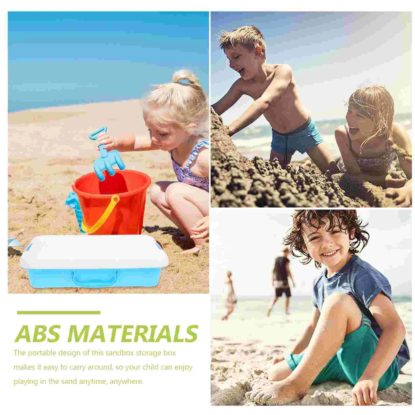 Caja de arena portátil para niños, bandeja de arena portátil, caja de almacenamiento de juguetes, Material ABS, para jugar en interiores y exteriores, playa, patio trasero, tapa de bandeja, 2 uds.