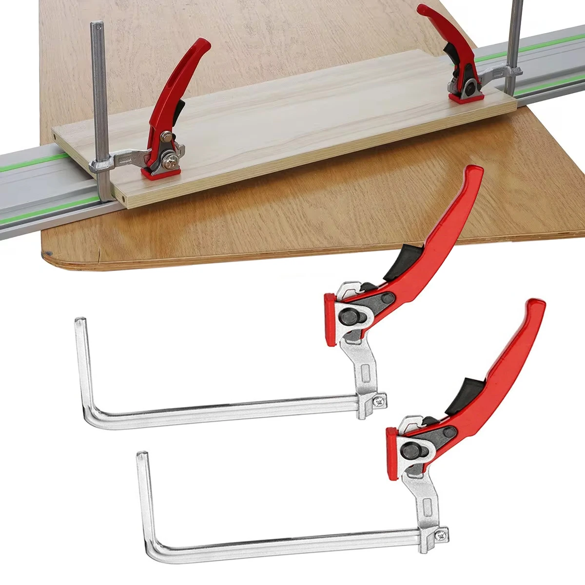 

2PCS 160x60mm Quick Guide Rail Ratchet Clamp Woodworking F Clamp Quick Clamping For MFT and Guide Rail System Hand Tools