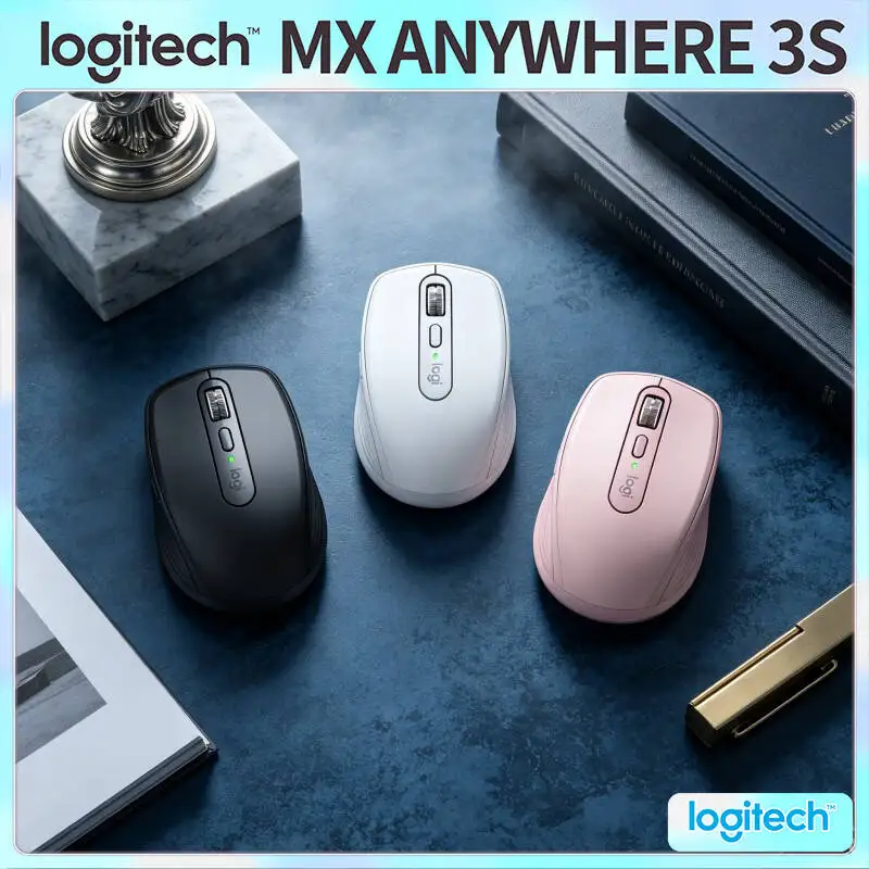 Ergonomic MX Anywhere 3S - 8000 DPI Tracking, 3-Device Sync, Silent Click, Perfect for Classroom Teaching & Office