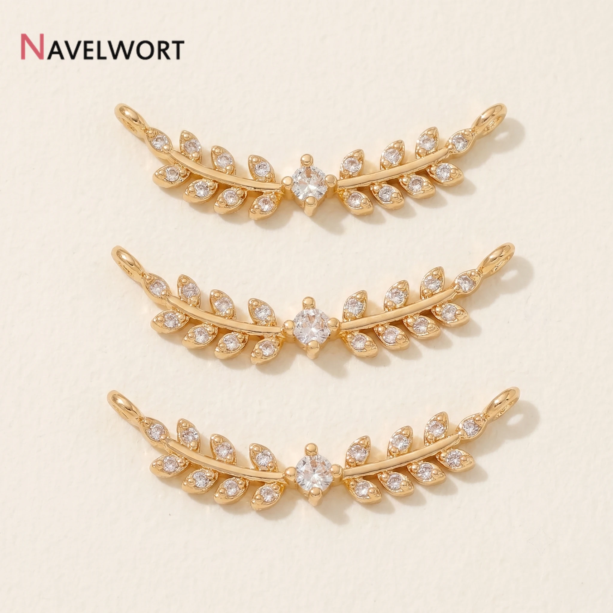 18K Gold Plated Brass Inlaid Zircon Tree Branch Charms Connector For Jewelry Making,Jewelry Materials