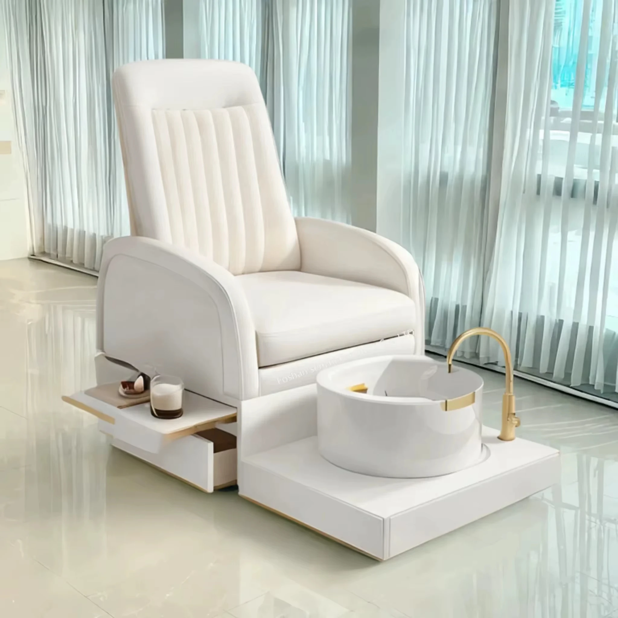 

Nail Salon Furniture Luxury White Pedicure Chairs White Platform Do Shower Massaging Manicure Chair Foot Spa