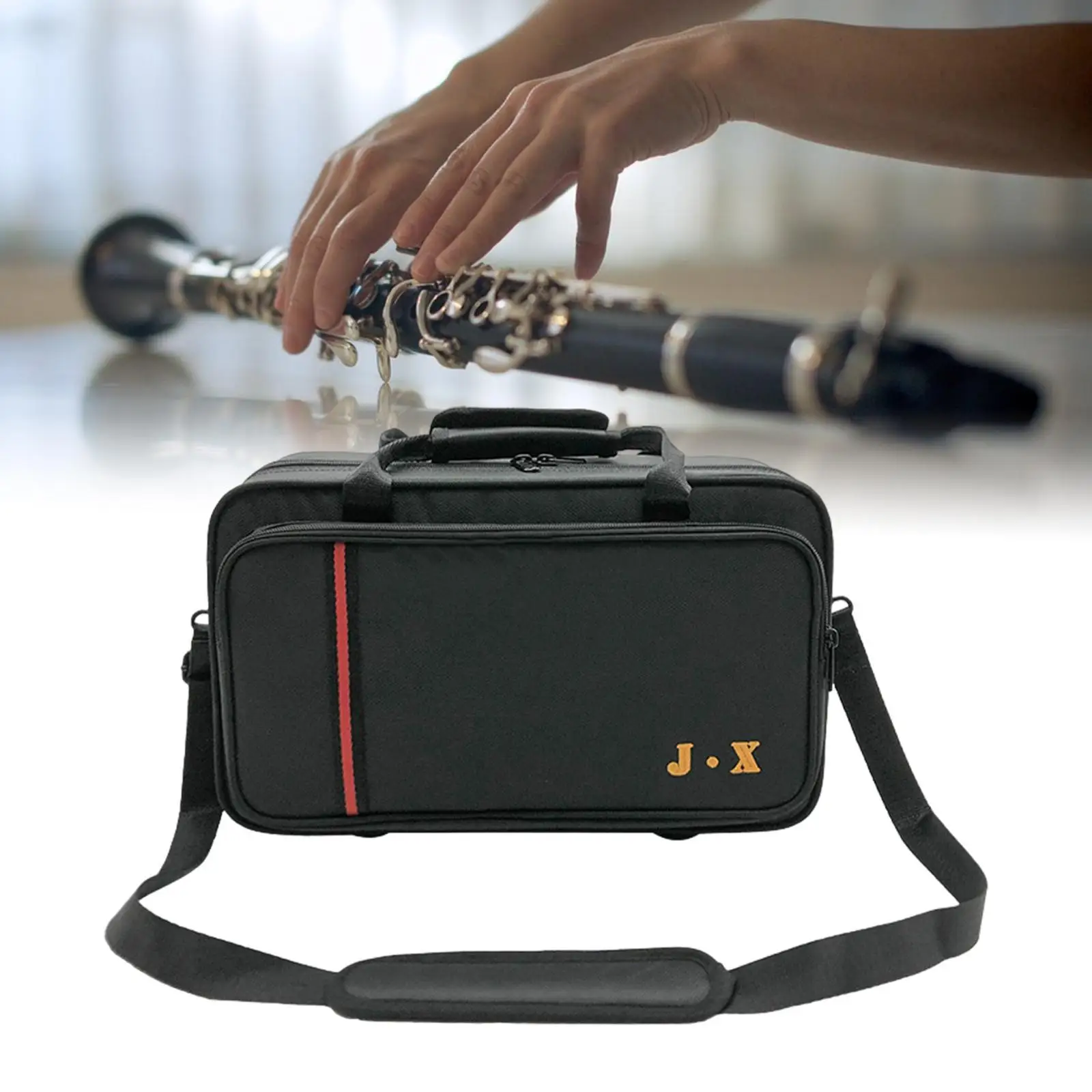 BB Clarinet Carrying Case Padded Handle with Exterior Pocket Music Instrument