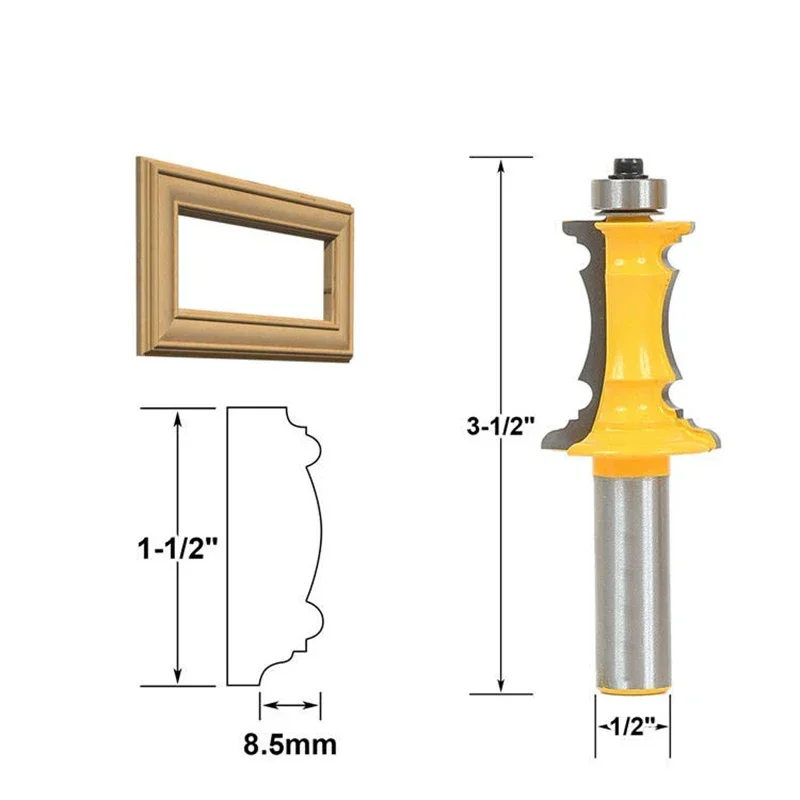 1PC 1/2 "12.7MM Shank Milling เครื่องตัดไม้แกะสลัก Mitered ประตูลิ้นชัก Mouldin Line มีดไม้เครื่องตัด Tenon Router บิต